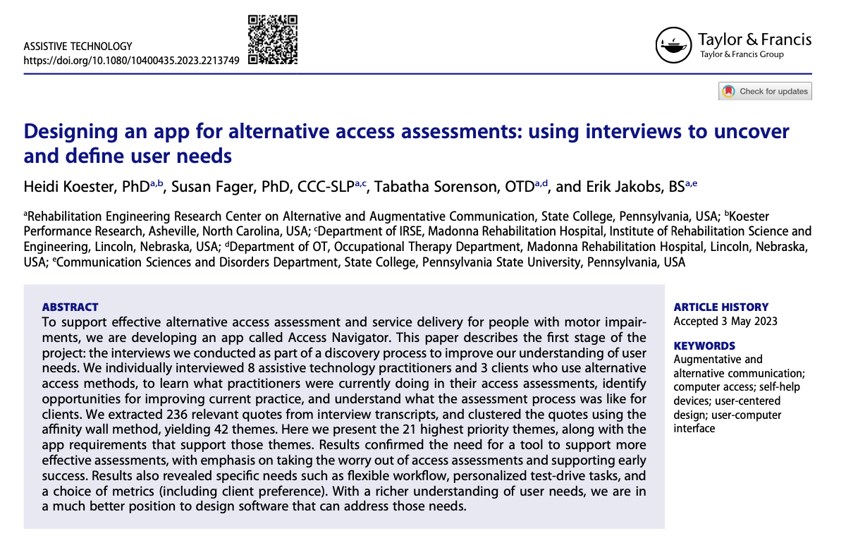 Designing an app for alternative access assessments: new publication!